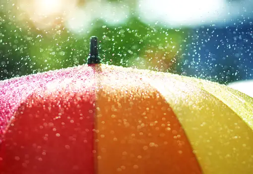 Rainbow Umbrella In Rain Rainbow Umbrella In Rain