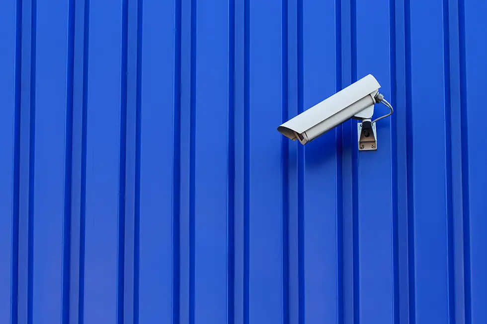 Cctv Camera Blue Background