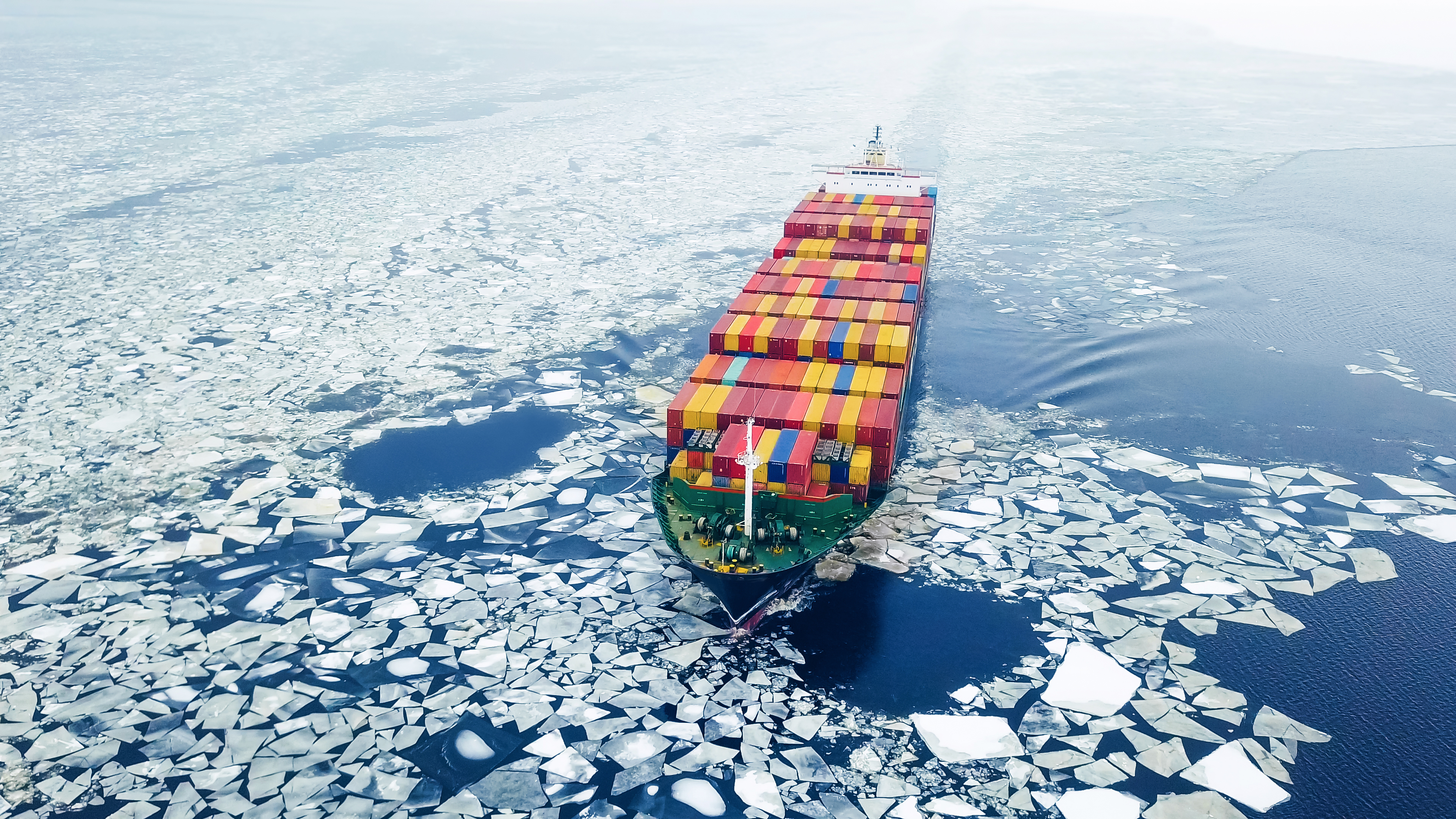Cargo Ship Sailingthrough Ice