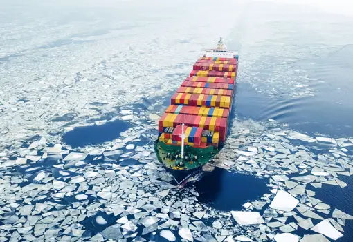 Cargo Ship Sailingthrough Ice Cargo Ship Sailingthrough Ice